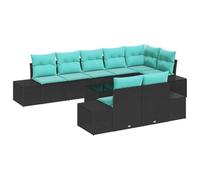 vidaXL Ensemble de canapé de Jardin Noir et Turquoise Poly rotin | Tu peux arranger les sièges comme tu veux, Matériaux solides conçus pour l'extérieur, Fabriqué avec soin pour un style unique