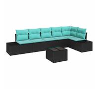 vidaXL Ensemble de canapé de Jardin Noir et Turquoise polyrotin