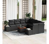 Vidaxl Ensemble De Canapé De Jardin Set De 9 Noir Poly Rattan