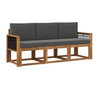 vidaXL Ensemble de canapé d'extérieur 3 pièces Naturel et Anthracite Canapé de Jardin Moderne Durable pour Terrasse et Terrasse Ensemble Confortable pour Détente en Plein Air