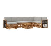 vidaXL Ensemble de canapé d'extérieur 7 pièces naturel et gris clair, ensemble de canapé moderne pour l'extérieur, mobilier durable pour jardin, patio et terrasse, confort assuré