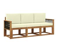 vidaXL Ensemble de canapé d'extérieur avec coussins, 3 pièces, naturel et crème, canapé de jardin moderne, durable, pour terrasse et cour, ensemble confortable pour se détendre en plein air