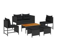 vidaXL Ensemble de canapés de jardin 6 pcs Noir Poly-Rotin