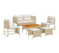 vidaXL Ensemble de canapé extérieur Beige et crème Rotin et Tissu Moyen