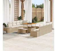 vidaXL Ensemble de canapé jardin 11 pièces avec coussins, rotin poly beige et acacia, vidaXL Canapé jardin 2 places avec coussins, rotin poly beige, vidaXL Ensemble salle à manger jardin 3 pièces avec