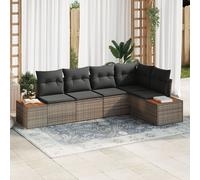 Vidaxl Ensemble De Canapé Jardin 5 Pièces Avec Coussins Gris Poly Rattan Acacia