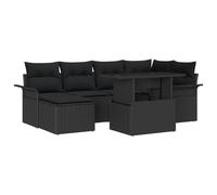 vidaXL Ensemble de canapé jardin 7 pièces avec coussins en rotin synthétique noir