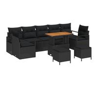 vidaXL Ensemble de canapé modulable d'extérieur Noir en Poly Rattan, tissé à la Main, avec Pieds Ajustables et Fonction de Rangement. Comprend 4 canapés d'angle, 3 sièges centraux, 2 tabourets et 1 g