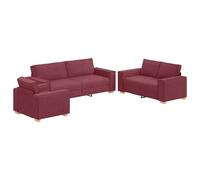 vidaXL Ensemble de canapé Rouge vin Moderne 3 pièces, Confortable, canapé de Salon en Tissu Respirant pour Assise intérieure, Construction Durable Qui s'adapte à la Famille et aux Amis