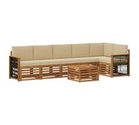 vidaXL Ensemble de canapé sectionnel avec coussin 6 pièces naturel, canapé de jardin, mobilier moderne pour détente, ensemble d'extérieur, canapé d'angle, assise près de la piscine