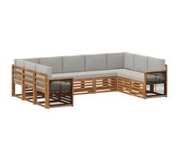 vidaXL Ensemble de canapé sectionnel avec coussin, 7 pièces, naturel et gris clair, canapé moderne pour le jardin, meuble sectionnel durable, idéal pour terrasse et moments confortables en plein air