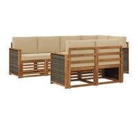 vidaXL Ensemble de Canapé Sectionnel avec Coussins 6 Pièces Naturel Canapé de Jardin Canapé de Jardin Espace Moderne Extérieur Ensemble Robuste Assise Confortable sur la Terrasse Idéal pour Vivre
