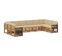 vidaXL Ensemble de canapé sectionnel avec coussins 7 pièces Naturel Moderne pour Jardin, Mobilier de Patio, Terrasse et Relaxation