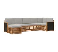 vidaXL Ensemble de canapé sectionnel moderne avec coussin, 6 pièces naturel et gris clair, meubles élégants pour terrasse confortable