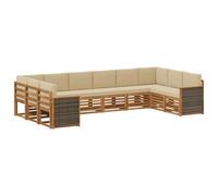 vidaXL Ensemble de canapé sectionnel moderne avec coussin 7 pièces naturel pour jardin, meubles de patio résistants, terrasse et relaxation