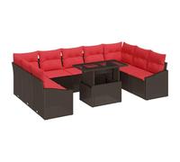vidaXL Ensemble de Canapés 10 pc 9-Nombre de Places Marron et Rouge