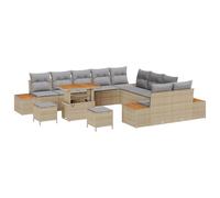 vidaXL Ensemble de Canapés 13 pièces avec Housses Beige en Rattan Poly Acacia