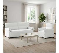 vidaXL Ensemble de Canapés 2 pc Blanc Tissu