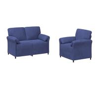 vidaXL Ensemble de Canapés 2 pc Bleu Police Velours