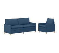 vidaXL Ensemble de Canapés 2 pc Bleu Tissu