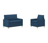 vidaXL Ensemble de Canapés 2 pc Bleu Tissu