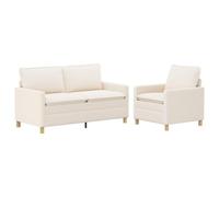 vidaXL Ensemble de Canapés 2 pc Crème Tissu