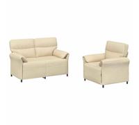 vidaXL Ensemble de Canapés 2 pc Crème Tissu