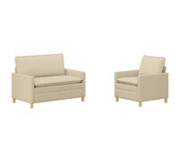 vidaXL Ensemble de Canapés 2 pc Crème Tissu