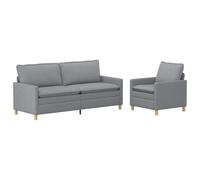 vidaXL Ensemble de Canapés 2 pc Gris Clair Tissu