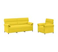 vidaXL Ensemble de Canapés 2 pc Jaune Clair Tissu