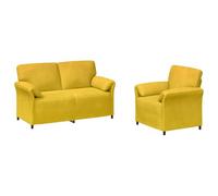 vidaXL Ensemble de Canapés 2 pc Jaune Velours