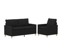 vidaXL Ensemble de Canapés 2 pc Noir Tissu