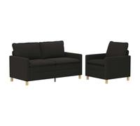 vidaXL Ensemble de Canapés 2 pc Noir Tissu