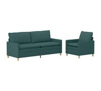 vidaXL Ensemble de Canapés 2 pc Vert foncé Tissu
