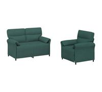 vidaXL Ensemble de Canapés 2 pc Vert foncé Tissu