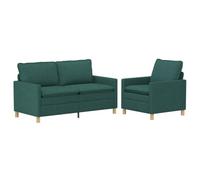 vidaXL Ensemble de Canapés 2 pc Vert foncé Tissu