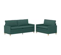 vidaXL Ensemble de Canapés 2 pc Vert foncé Tissu