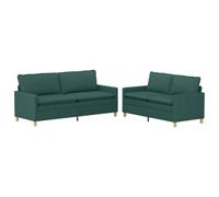 vidaXL Ensemble de Canapés 2 pc Vert foncé Tissu