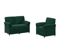 vidaXL Ensemble de Canapés 2 pc Vert foncé Velours