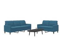 vidaXL Ensemble de canapés 2 pièces 3278400 – Bleu velours avec coussins