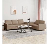 vidaXL Ensemble de canapés 2 pcs avec coussins Cappuccino Similicuir