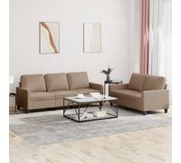 Vidaxl Ensemble De Canapés 2 Pcs Avec Coussins Cappuccino Similicuir