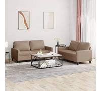 Vidaxl Ensemble De Canapés 2 Pcs Avec Coussins Cappuccino Similicuir