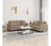 Vidaxl Ensemble De Canapés 2 Pcs Avec Coussins Cappuccino Similicuir