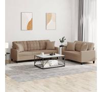 Vidaxl Ensemble De Canapés 2 Pcs Avec Coussins Cappuccino Similicuir