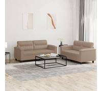 Vidaxl Ensemble De Canapés 2 Pcs Avec Coussins Cappuccino Similicuir