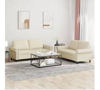 Vidaxl Ensemble De Canapés 2 Pcs Avec Coussins Crème Similicuir