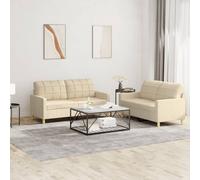 Vidaxl Ensemble De Canapés 2 Pcs Avec Coussins Crème Tissu