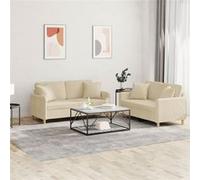 vidaXL Ensemble de canapés 2 pcs avec coussins crème tissu3202104 Crème G