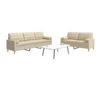 Vidaxl Ensemble De Canapés 2 Pcs Avec Coussins Décoratifs Crème Tissu